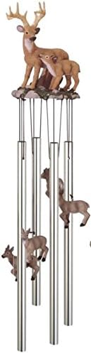 StealStreet SS-G-41636 Wind Chime Round Top Deer with Fawn Baby Garden Decoration Windchime