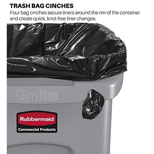 Rubbermaid Commercial Products Slim Jim Trash/Garbage Can with Venting Channels, 23-Gallon, Yellow, for Kitchen/Office/Workspace, Pack of 4
