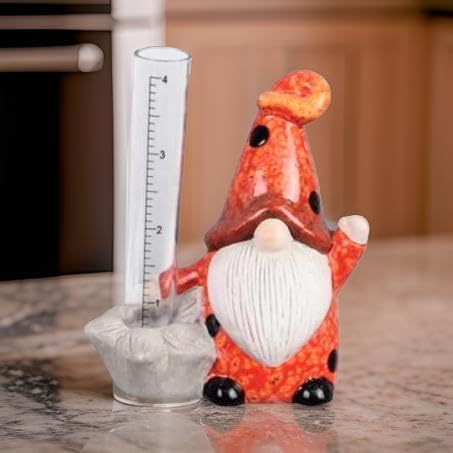 The Bridge Collection Cute Garden Gnome Rain Gauge (Ladybug)