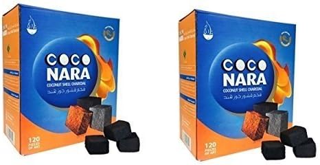 2 Boxes of 120 Piece Coconut Coco Nara Premium Hookah Charcoal Coals - 2 Count