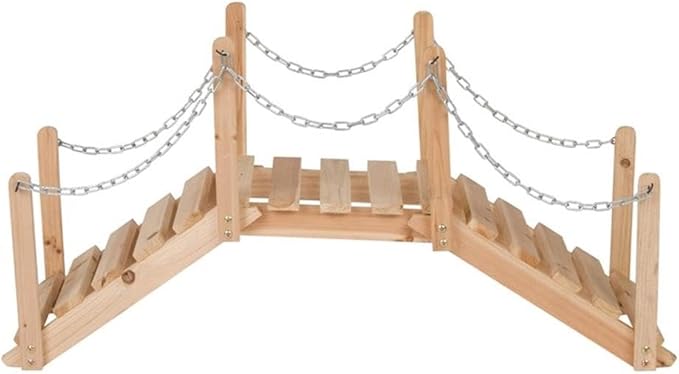 Pemberly Row Transitional Cedar Wood Decorative Garden Bridge, Beige Finish, 3 ft, Handcrafted Moisture-Resistant Design, Landscape Décor, Smooth Sanded for Painting or Staining