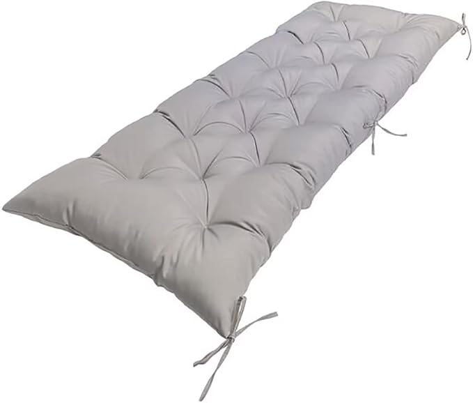 Waterproof Swing Replacement Cushions, Soft Bench Cushion for Outdoor Furniture Thicken Porch Swing Cushions with Ties for Garden Patio, 20x40in Light Grey