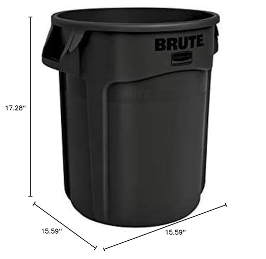 Rubbermaid Commercial Products BRUTE Heavy-Duty Trash/Garbage Can, 10-Gallon, Black, Wastebasket for Home/Garage/Mall/Office/Stadium/Bathroom, Pack of 6