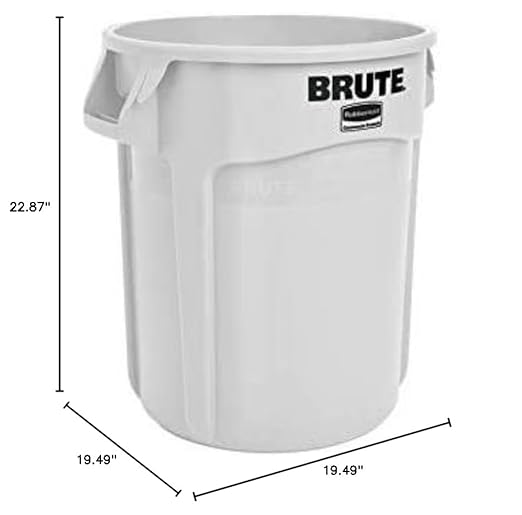 Rubbermaid Commercial Products BRUTE Heavy-Duty Round Trash/Garbage Can, 20-Gallon, White, Outdoor Waste Container for Landscapers/Construction/Restaurants/Back of House/Offices/Warehouses, Pack of 6