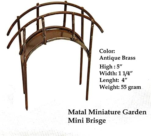 G & F Products MiniGardenn 10030 Fairy Garden Miniature Mini Bridge, Rustic, 4" L x 1.25" W x 2.5" H with 2" Picks