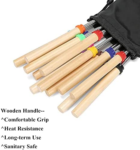 Marshmallows Roasting Sticks - Smores Sticks for Fire Pit Extras Long Extendable Smore Skewers Hot Dog Sticks for Campfires, 32 Inch Telescoping Forks Set of 8Pcs