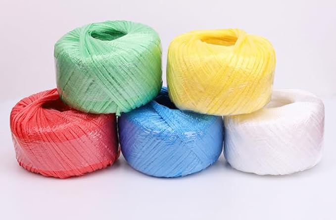 Polyester Nylon Plastic Rope Twine, Household Bundled for Packing Gardening Craft,20 MM Width and 100m Length (Yellow)