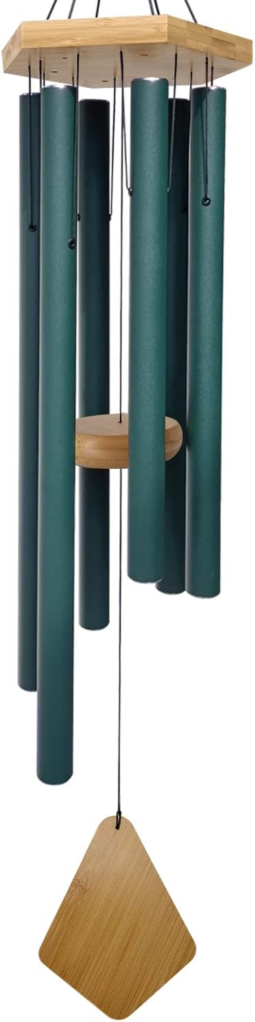 Wind Chimes Deep Tone Outdoor with Hook for Mother's Day/Housewarming/Christmas, Memorial Wind Chimes for Patio, Garden, Yard, Home Decor, Green