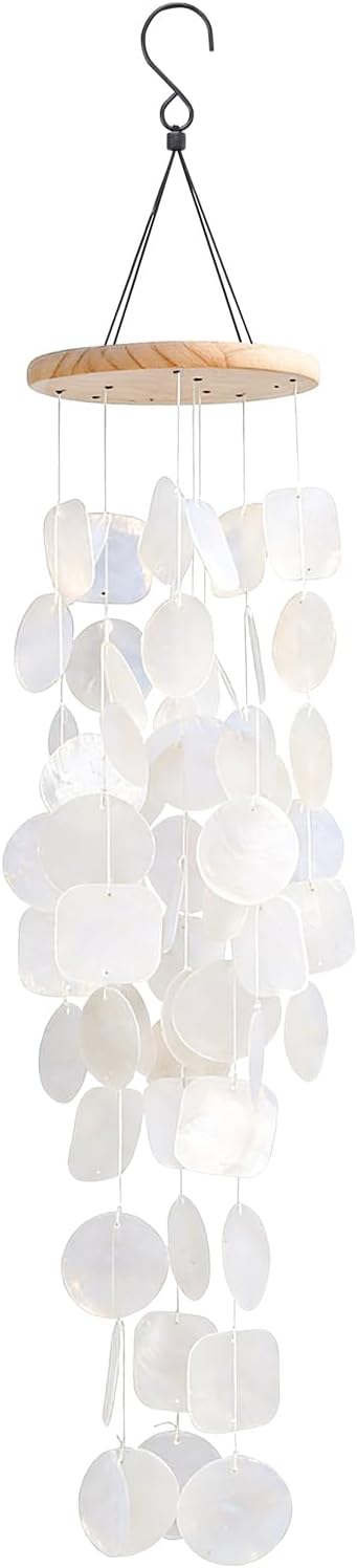 MUMTOP Shell Wind Chimes for Outside Clearance, Tropical White Capiz Shell Wind Chime for Patio,Indoor,Outdoor,Garden,Yard,Coastal,Beach Decor or Gifts for Women,Girl