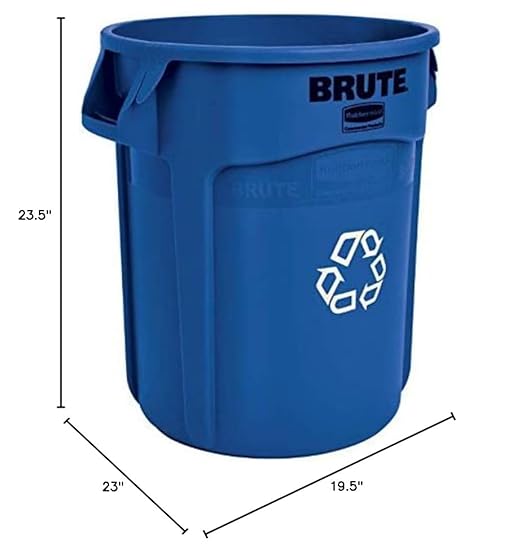 Rubbermaid Commercial Products BRUTE Heavy-Duty Round Trash/Garbage Can, 20-Gallon, Blue, Outdoor Waste Container for Landscapers/Construction/Restaurants/Back of House/Offices/Warehouses, Pack of 6