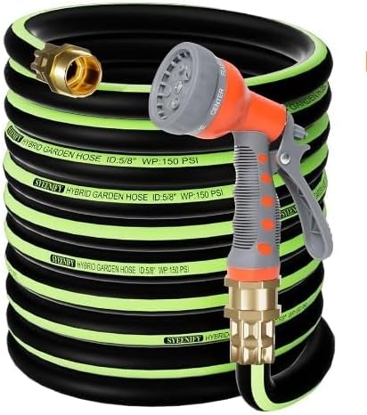 SYEENIFY Short Garden Hose 5/8 in. x 4 ft Lead-in Water Hose Male/Female Heavy Duty Hybrid Water Hose No Kink and Flexible Rubber Hose for Dehumidifier,Vehicle Water Filter and Camp Water Tank