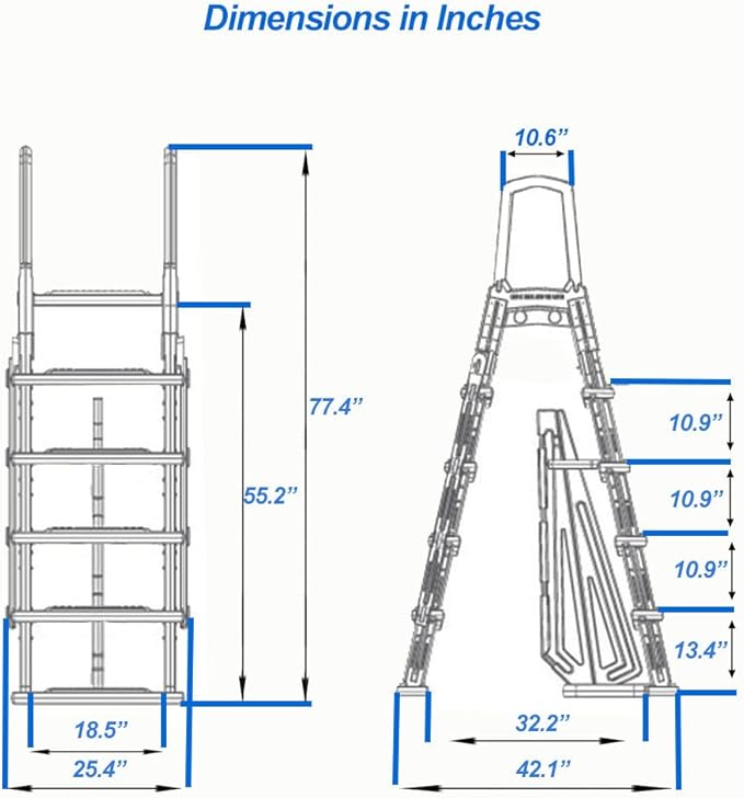 Aqua Select A-Frame Heavy Duty 48", 52", 54" Above Ground Ladder