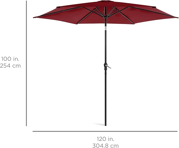 Best Choice Products 10ft Outdoor Steel Polyester Market Patio Umbrella w/Crank, Easy Push Button, Tilt, Table Compatible
