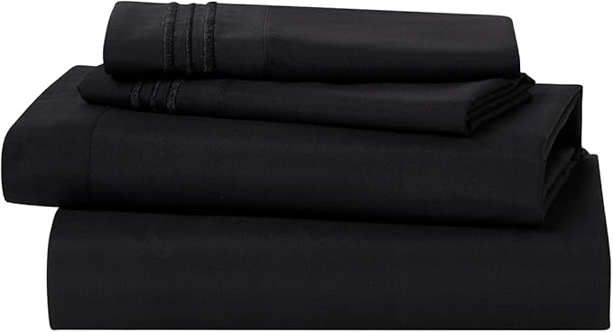 Clara Clark 1800 Premier Series 4pc Bed Sheet Set - King, Black