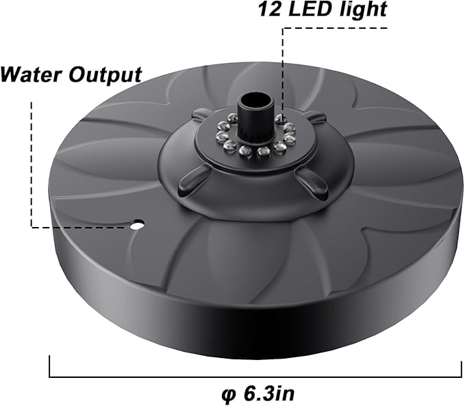 Electric Floating Pond Fountain Wram White LED Lights, Built-in Filter System, Waterfall Fountain Pump,32.8ft Power Cord, Day and Night Lighting, Energy Saving for Above Ground Pools