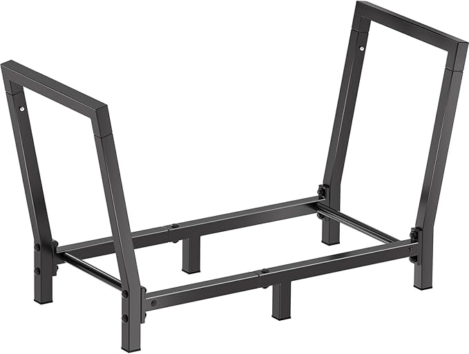 Minicloss 34 Inch Firewood Rack Outdoor Indoor, 2.7ft Wood Storage Rack Stand, Heavy Duty Fire Wood Holder for Fireplace(Black)