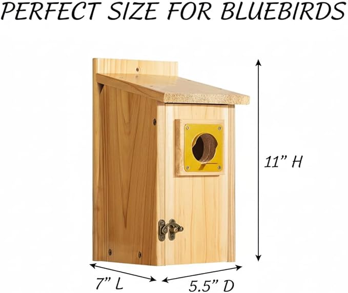 2 Pack Bird Houses for Outside Clearance with Copper Guard, Cedar Bird House Outdoor, Bluebird Finch Swallow Wren Chickadee Assembly Required,Lacquer Finished,Outdoor 5 Years Usage