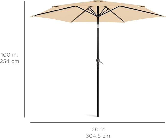 Best Choice Products 10ft Outdoor Steel Polyester Market Patio Umbrella w/Crank, Easy Push Button, Tilt, Table Compatible