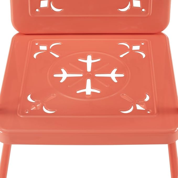 Crosley Furniture Azalea 2-Piece Outdoor Chair Set, Vintage Retro Metal Patio Chairs for Dining, Porch, Deck, Coral Gloss
