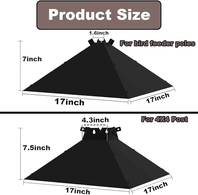 Metal Squirrel Baffle,Adjustable Opening Size Up to 4x4 Wide Wooden Post,Squirrel Baffle for Bird Feeders Without Removing Bird Feeder Poles Or Shepherd's Hooks.17inch