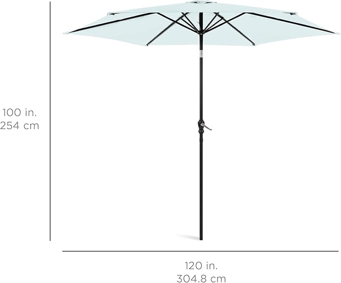 Best Choice Products 10ft Outdoor Steel Polyester Market Patio Umbrella w/Crank, Easy Push Button, Tilt, Table Compatible