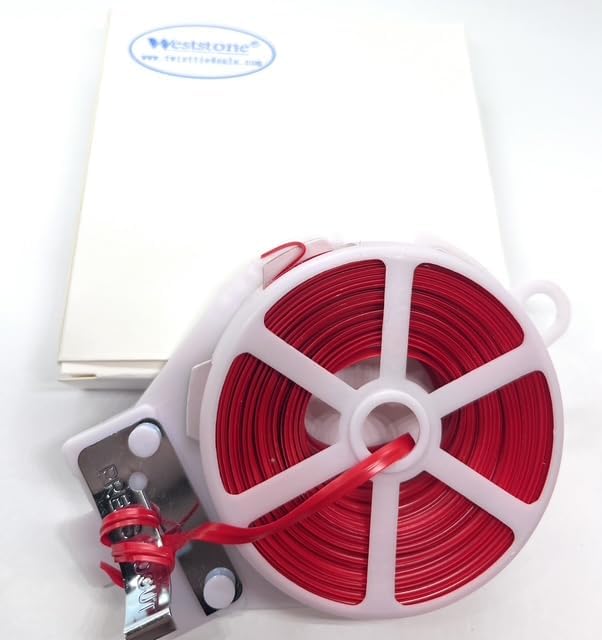 Weststone 1pcs 65ft (20m) Red Plastic Twist Tie Roll with Cutter - Flat