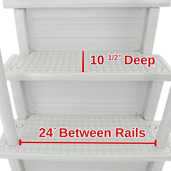 HYDROTOOLS by SWIMLINE 87940 Premium Resin in-Pool Step Entry Exit System with Handrails for Above Ground Pools | 48 to 54 Inch Height | with Extra Large Non Slip Treads and Sand Fillable Posts