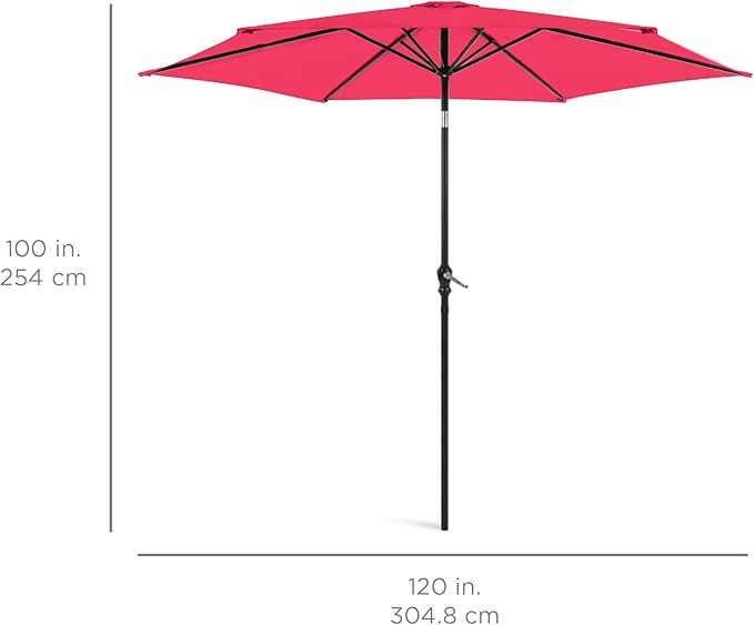 Best Choice Products 10ft Outdoor Steel Polyester Market Patio Umbrella w/Crank, Easy Push Button, Tilt, Table Compatible