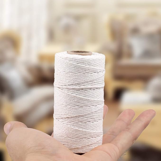 jijAcraft Butchers Twine 984 Feet, 2mm Cotton Twine String, Food Safe Kitchen Cooking Bakers Twine String for Meat Trussing, White Cotton String for Turkey Sausage Butcher Food Prep