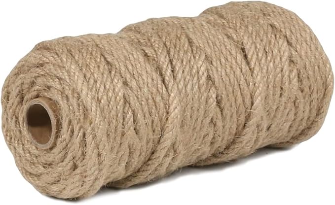 20Pcs 4mm Natural Jute Twine Rope 2400 Feet Twisted Heavy Duty Thick Twine for Cat Scratching Post Tree Craft Projects Garden Home Decoration Packing Bundling (Brown-120Feet/Roll)