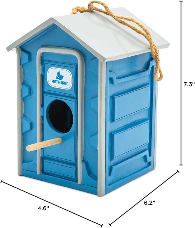 BigMouth Inc Portapotty Birdhouse, Hilarious Hanging Birdhouse for Garden and Patio, Decorative Bird House for Yard, Funny Outdoor Garden Décor