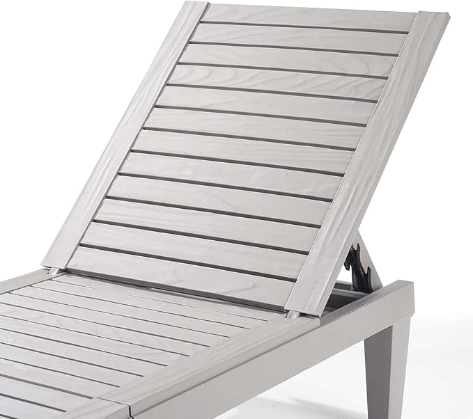 Nestl Patio Chairs - Grey Chaise Lounge Chair Outdoor, 5-Position Adjustable Sun Tanning Chair, Waterproof Pool Lounge Chairs Set of 4, Reclining Lawn Chair, Lightweight Outdoor Lounge Chairs