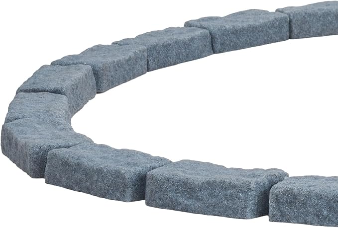 VEVOR Faux Stone Landscape Edging, No Dig Garden Edging Border, Flexible Blocks for Lawn Edging, Flower Beds, Driveway, Yards with 12 Spikes, 4 Pack 24 Bricks 16FT Kit, 46.5" Lx 3.7" W x 2.2" H, Grey