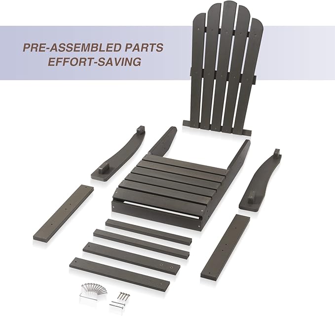 Adirondack Chairs Weather Resistant, Patio Firepit Chair, Sturdy Outside Chairs, Lawn Chairs, Easy Assembly 350lb, for Outdoor Patio Yard