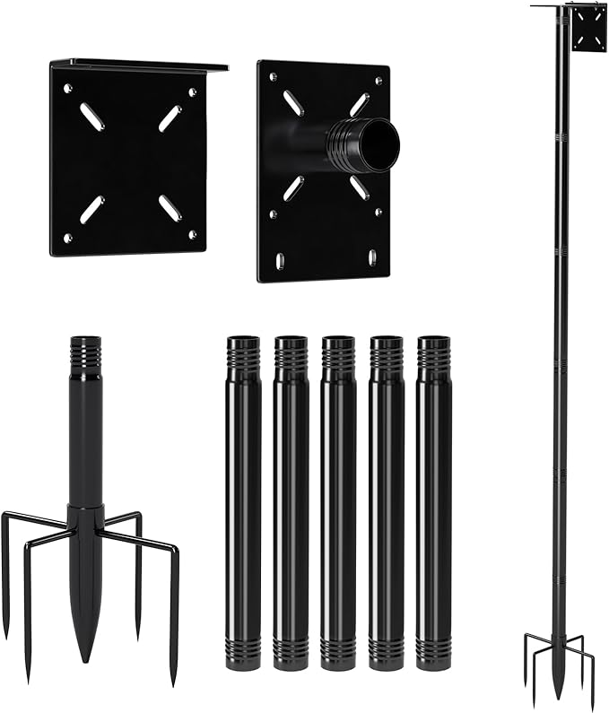 79-Inch Birdhouse Pole Stand, Heavy Duty Metal Bird House Mount with Ground Stake Base, Multi-Section Outdoor Pole for Birdhouses, Feeders & Garden Decor