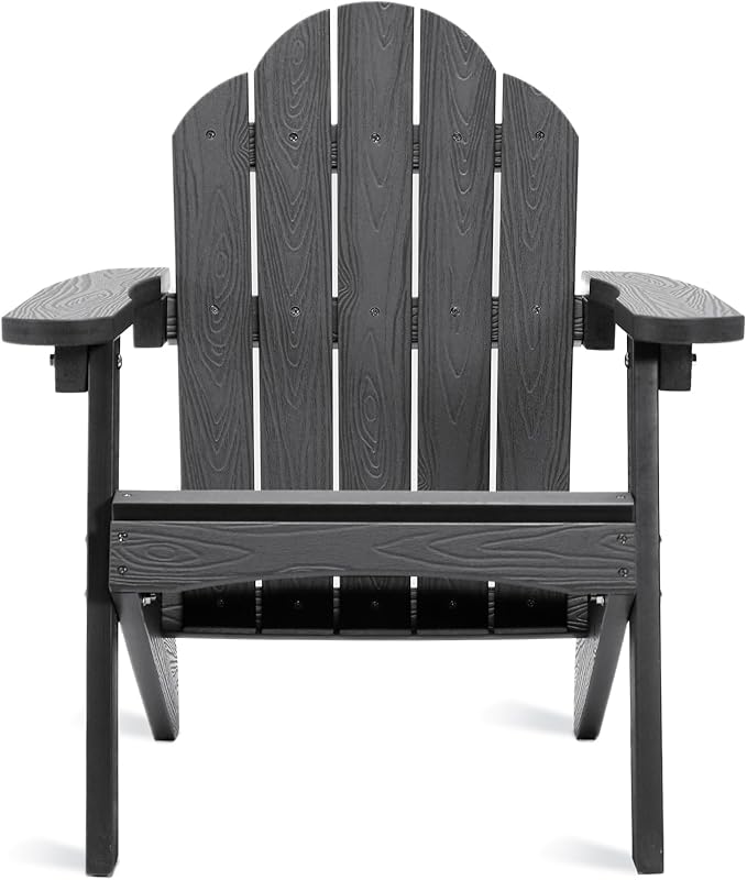 LUE BONA Kids Adirondack Chair, Gray Poly Lumber Plastic Chair, Toddler Adirondack Chair Weather Resistant, Kids Outdoor Patio Adirondack Lounge Chair for Balcony, Backyard, Preschool