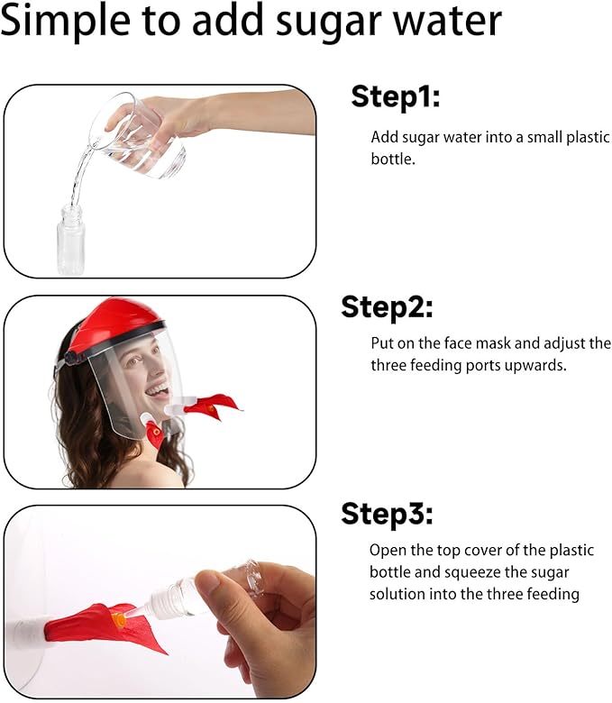 Hummingbird Feeder Hat, Outdoors Hummingbird Feeder Mask with 3 Feeding Ports (1PCS)