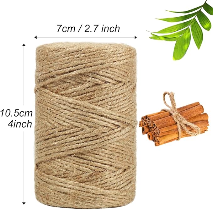 Tenn Well Jute Garden Twine, 328 Feet 3mm Heavy Duty Jute Twine String for Plants, Gardening, Crafting, Gift Wrapping, Bundling, Holiday Decorations