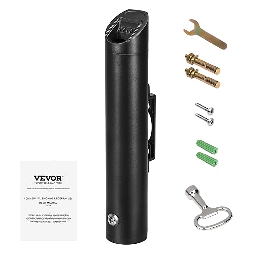 VEVOR Stainless Steel Outdoor Trash Can, Wall Mounted Weatherproof Butt Receptacle with Lockable Design, Commercial Trash Container for Garden, Office, Restaurant, Hotel, Bar, Black