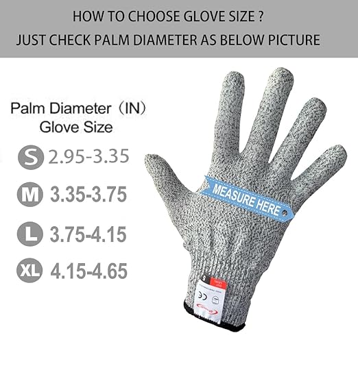 Cutting Gloves, 1 Pairs of Cut Resistant Gloves Food Grade, Cut Resistant Gloves for Kitchen, Oyster Shucking, Fish Fillet Processing, Carving Wood and Gardening(Large-Grey)