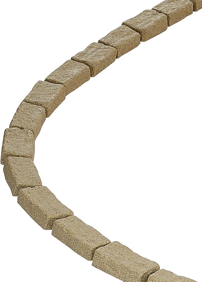 VEVOR Faux Stone Landscape Edging, No Dig Garden Edging Border, Flexible Blocks for Lawn Edging, Flower Beds, Driveway, Yards with 12 Spikes, 4 Pack 24 Bricks 16FT Kit, 46.5" Lx 3.7" W x 2.2" H, Beige
