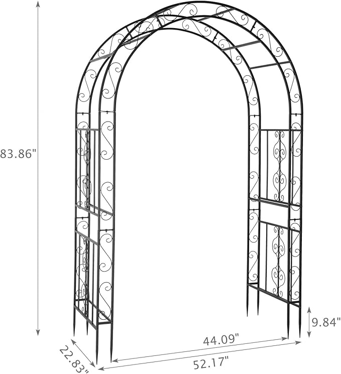 VINGLI Garden Arbor Arch, Wedding Arch Archway for Ceremony Party, Durable Steel Trellis for Plant Climbing, Christmas Decorations Pergola for Backyard, Lawn, Patio, Yard