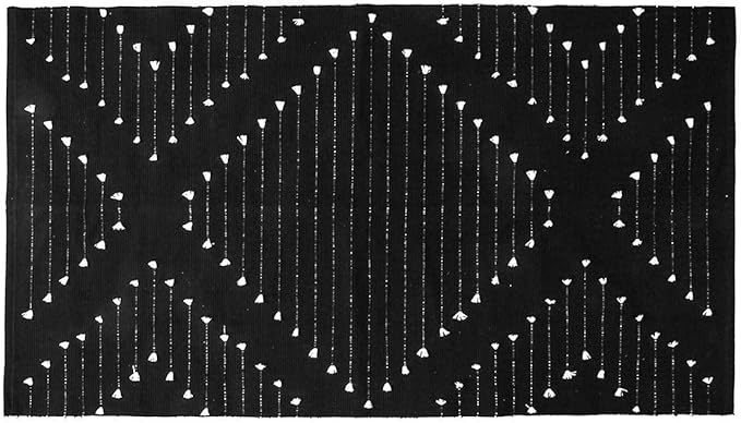 LIVEBOX Boho Black Rug for Kitchen,3x5 Washable Area Rug for Entryway,Moroccan Cotton Throw Rugs Morden Indoor Carpet Large Door Mat for Front Porch