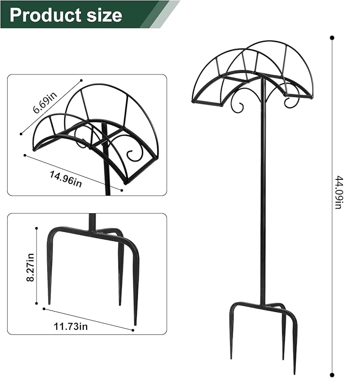 Freestanding Garden Hose Holder Stand – Heavy Duty Hose Hanger Stand, Outdoor Hose Organizer, Water Hose Stand Rack, Hose Butler Storage for Yard Lawn Garden(black)
