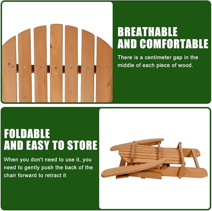 FDW Folding Adirondack Chair, All Weather Patio Chair Outdoor Fire Pit Chair for Patio Lawn Garden Backyard Deck Pool Beach