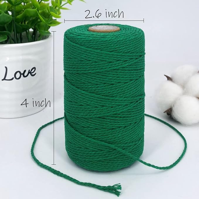 Twine String,500 Feet Cotton Butchers Twine String Cooking Kitchen Twine for Crafts Roasting Gift Wrapping DIY Decoration Gardening Packing Materials,Green