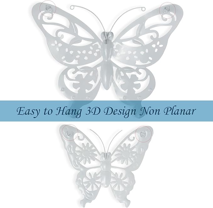 SUNREEK 6Pcs Metal Butterfly Wall Decor, 14Inch/9Inch Outdoor Butterfly Wall Art for Fence Garden Yard Room Patio Balcony Decorations