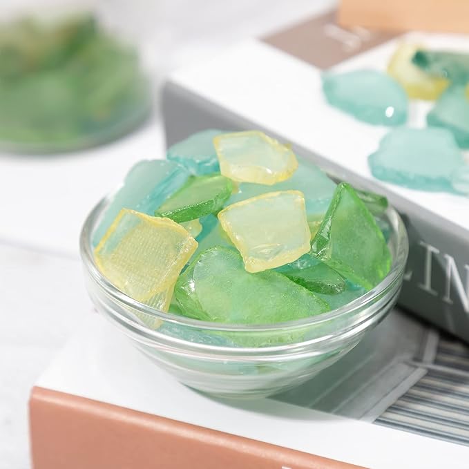 Jetec Sea Glass for Crafts Pieces Decor 11 oz Flat Frosted Sea Glass Vase Filler Crushed for Beach Wedding Party Decor Home Aquarium DIY Craft Supplies(Green, Yellow, Blue)