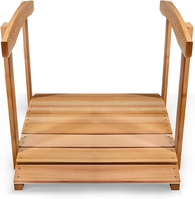 All Things Cedar Wooden Bridge, Outdoor Garden Walkway with Side Rails, 3', Natural