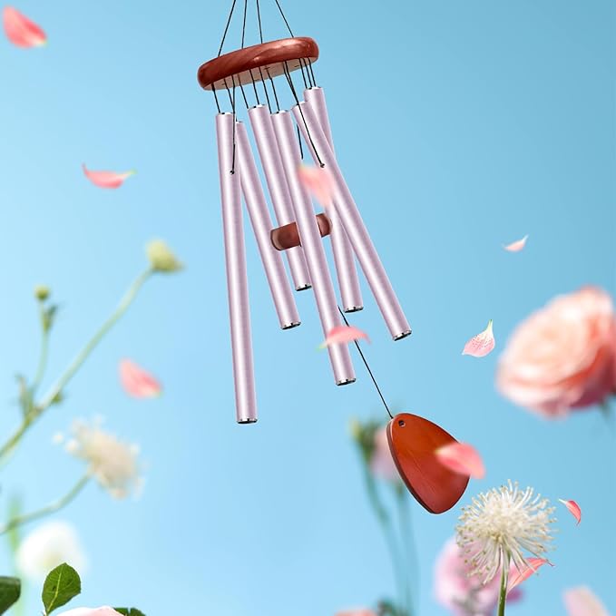 28" Wind Chimes for Outside. Deep Tone Lovely Wind Chimes with 6 Aluminum Tubes Courtyard Decoration. Windchimes Outdoor Create an Enjoyable Atmosphere & Give Mom a Gift(Purple)